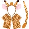 XEPST Costume da giraffa con orecchie, coda e scaldamuscoli per cosplay, compleanno, giornata mondiale del libro, Halloween e feste in maschera