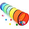 Wilwolfer Tunnel Gioco per Bambini - Alta Qualità 180cm Tenda Bambini con Mesh - Pieghevole Pop-upTubi Gioco Regalo Giocattolo Interni Esterni Giardino (Arcobaleno)