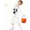 Joxessaien Costume da fantasma di Halloween, per bambini, costume da fantasma, bianco, con cappuccio, per ragazzi e ragazze, Halloween, per feste, cosplay, con secchio di zucca (8-10 anni)