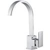 Hapilife Rubinetti per lavello da cucina in ottone massiccio finitura cromata, moderno beccuccio quadrato piatto girevole a 360 gradi, effetto cascata, rubinetto monoblocco per leva singola, con tubi