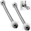 Xyvor 2 Pezzi Flessibili Per Miscelatori, G1/2 x G1/2 Tubo Flessibile Rubinetto, Tubo Flessibile Di Collegamento In Acciaio Inox, Per Soffione Doccia, Rubinetto Cucina e Bagno (Lunghezza Totale 20 cm)