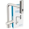 Bächlein Erino - Rubinetto da cucina in acciaio inox spazzolato | Rubinetto per lavello da cucina, miscelatore monocomando con doccetta estraibile, 3 tipi di getto e funzione a cascata