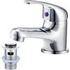 WasserRhythm Rubinetti monocomando per lavabo con scarico pop up, monocomando cromato, miscelatore per acqua calda e fredda