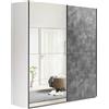 Composad | Armadio della Linea SYSTEMA, Armadio a 2 Ante Scorrevoli con Ante a Specchio, Camera da letto, (LxAxP) 200x223x67 cm, Colore Bianco e Grigio Tadao, Made in Italy
