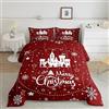 Homemissing Set di biancheria da letto natalizio 230x220cm Christmas Castle Comforter Set per bambini Fiocco di neve Piumone Decorazione Buon Natale Rosso Piumone Inserto/Quilt Set