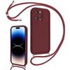 Coalbooliy Cover per iPhone 14 Pro 6,1 con Cordino per Cellulare, Custodia Silicone con Regolabile Collana Sottile Morbida Case Protezione della fotocamera Antiurto con Necklace, Rosso