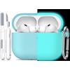 R-fun Custodia per Airpods Pro 3 (2025), custodia protettiva in silicone morbido compatibile con Apple AirPods Pro 3 generazione per donne e uomini con kit di pulizia/portachiavi,Blu luminoso