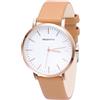 Vepiant Orologio da polso da uomo analogico al quarzo, ultrasottile e minimalista, impermeabile alla moda, semplice da donna, per vestito unisex con cinturino in pelle, Earthen,
