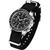CADISEN Orologio al quarzo da uomo elegante campagne casual con cinturino in nylon zaffiro, Nero, cinghia