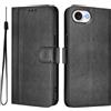 Generic Custodia per iPhone 16E / iPhone SE 2025 / iPhone SE4 Flip Cover Caso Retro in PU Pelle Portafoglio Custodia Carta Fessura Supporto Chiusura Magnetica Cover, Nero