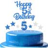 mciskin Set di candele blu reale per 5° compleanno, decorazioni per 5° compleanno da ragazzi, numero 5 candele blu reale per torta, decorazioni personalizzate per torte con stella per ragazze e ragazzi