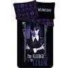 Jerry Fabrics Wednesday Addams Copripiumino Singolo 140x200 + Federa 100% Cotone Regalo | Set lenzuola reversibile | Cotone naturale traspirante Oeko-Tex | Licenza ufficiale Mercoledì | Teen | Regalo | Idea regalo
