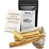 MAMAMI - Salvia Bianca da Bruciare - Palo Santo Purificazione: 2 Smudge + 4 Stick | Incenso Naturale con Guida Spirituale Inclusa | Palo Santo e Salvia Bianca | Confezione Salva Aroma
