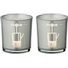 EDZARD Set di 2 portacandele Lift (altezza 8 cm, ø 7,5 cm), colore grigio, con motivo sportivo di risalita