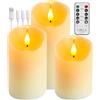 Broyal Candele a LED,Set di 3 Candele LED Ricaricabili,Candele Senza Fiamma con Telecomando timer per Campeggio,Matrimonio,Festa
