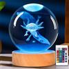 OkiyiD Axolotl, sfera di cristallo 3D, luce notturna con telecomando, lampade a sfera in vetro per amici, compleanni, vacanze, fantastici giocattoli decorativi per ragazzi e ragazze