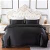 wide smile Set di biancheria da letto in raso per letto matrimoniale, in seta, colore nero, con set di biancheria da letto matrimoniale, set di biancheria da letto in 3 pezzi, con federa (matrimoniale, nero)