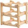 Fangehong Portabottiglie in Legno, 3 Ripiani 6 Bottiglie Portavino, Autoportante Scaffale Porta Bottiglie di Vino, Vino Conservazione Supporti per Casa Cucina Dispensa Cantina Bar (B)