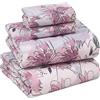 RUVANTI Set di lenzuola in 100% cotone percalle fresco e rinfrescante, per letto king size, traspiranti e resistenti, lenzuola con tasca profonda 40 cm, motivo floreale lilla, 4 pezzi