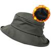 Comhats Cappello da pioggia pieghevole, da donna, impermeabile, sottogola, UPF50+, 737, grigio (fodera in pile), M