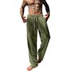 YAOBAOLE Pantaloni da uomo in lino, da uomo, lunghi, con tasche, in vita elasticizzata, universale, vestibilità, bianco, M