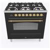 Ilve PRONTA CONSEGNA - Ilve Cucina P09N da incasso Nostalgie P096NE3 piano cottura 6 fuochi in grafite mat-ottone da 90 cm