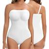 Lenashape Shapewear senza spalline per le donne, body triangolare per controllo della pancia, canotta modellante senza cuciture, bianco, Large