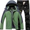 Generisch Tuta da sci da uomo, set da 2 pezzi, giacca da sci e pantaloni, con calda imbottitura, giacca softshell da neve, pantaloni da neve, set invernale e impermeabile, con cappuccio, giacca da snowboard,