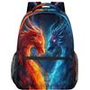 Dusviba Zaino per bambini con drago di fuoco astratto rosso e blu, per ragazzi e ragazze, zaino per la scuola con scomparto per laptop spallacci regolabili, leggero zaino da viaggio casual per