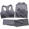 MJGkhiy 3 Pezzi Set di Abbigliamento Sportivo da Palestra Donna Completo Elastici Manica Lunga Maglietta Sportiva e Reggiseno Set Yoga con Vita Alta Leggings Push Up Completa Ginnastica Fitness Tute