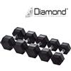 DIAMOND FITNESS Diamond Set Manubri Gommati Esagonali HEX - Set STRONG da 390 kg con manubri da 2,5 a 30 kg