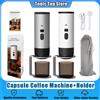 BOXDATA Macchina da caffè a capsule Estrattore di caffè elettrico portatile 3 in 1 Pompa di riscaldamento wireless Display con staffa in acciaio al carbonio a pressione - Grey+Bracket Set