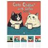 Generisch Calendario per gatti 2025, Cats Chillin With Coffee Calendario, divertente simpatico cartone animato gatto, calendario da parete, 12 gatti mensili, calendario da parete per famiglia, calendario,