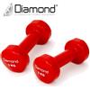 DIAMOND FITNESS Diamond Set 6 Manubri in Vinile Rossi da 3 kg per Palestre e Centri Fitness