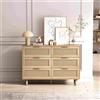 B&F Cassettiera Rattan per Soggiorno e Camera da letto, Mobile Multiuso Modernocon 6 Cassetti Spaziosi, 110x40x75cm, Naturale | Aosom Italy