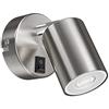ledscom.de Spot a parete WAIKA, luce singola, con interruttore, GU10, cromo opaco, incl. lampada LED GU10 (bianco caldo, 5,473W, 468lm, 30°)