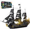 Reobrix Perla Nera Nave Pirata 66036, Grande Veliero Galeone in Mattoncini con Luci LED, Nave Fantasma Avventura, Modello Set da Collezione per Adulti 14+, Idea Regalo