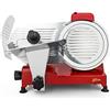 H.Koenig Affettatrice elettrica MSX254, gastronomia, professionale, precisa, taglio 0-12 mm, lama 25 cm, affilatoio integrato, tavolo grande, 282 giri/min, Rosso