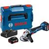 Bosch Professional Smerigliatrice Angolare GWS 18 V-10 18 V System, Diametro Mola 125 mm, 2 Batterie da 4.0 Ah + Caricabatteria GAL 18 V-40, in Valigetta L-BOXX