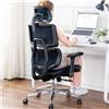 TONFARY Sedia da ufficio ergonomica in rete - Schienale alto traspirante, supporto lombare, schienale inclinabile, profondità del sedile regolabile e bracciolo 3D - Grande e alta, supporta 150 KG