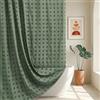 Siiluminisoy Tenda da doccia verde in stile boho, 183 x 183 cm, plissettata con motivo floreale, moderna e minimalista, set con ganci per il bagno