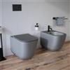 Parama Sanitari filomuro in ceramica grigio opaco vaso tornado silent flush sedile soft-close e bidet | Riga