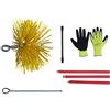 eacommerce Kit Spazzacamino Pulizia Canne Fumarie Scovolo Tondo in Nylon da 25 Prolunga con molla e con manico Aste filettate estensibili e modulabili fino a 6 metri Guanti in OMAGGIO
