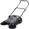 VEVOR Spazzatrice per pavimenti a terra manuale, larghezza 65cm Spazzatrice per pavimenti manuale, contenitore per rifiuti da 18,9L, maniglia in angolazione e altezza, cortile, garage, patio