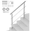 VEVOR Corrimano per Gradini Esterni, Kit Corrimano per Scale 2 Traverse 120 cm Lunghezza, Ringhiere Transizione Acciaio Inox Kit Installazione, Corrimano Scale Doppia Colonna per Veranda e Terrazza