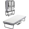 VEVOR Letto Pieghevole, 810 x 1900 mm con Materasso 100 mm, Letto Pieghevole Singolo con Robusta Struttura in Metallo e Materasso in Memory Foam, Letto Pieghevole Singolo Portatile per Adulti, Ospite