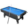 VEVOR Set Tavolo da Biliardo Pieghevole, 213 cm con Finitura in Legno, Portatile Tavolo da Gioco con Piedini Regolabili, Set Completo con Palline, Stecche, Rastrelliera, Gesso, Nero con Panno Blu