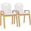 AIYAPLAY Set 2 Sedie Bambini in Legno di Betulla Regolabili e Impilabili, Bianco | Aosom Italy