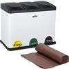 WELL HOME MOBILIARIO & DECORACIÓN Pattumiera a pedale per Riciclaggio con 3 scomparti 45 L (3 X 15 L) con confezione da 20 sacco della spazzatura da 20 L