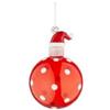 Bizzotto Sfera Festivity con Cappello di Babbo Natale a Pois D 80 Mm Vetro Bianco Rosso